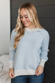 Just Stopping By Printed Knit Sweater- Chambray