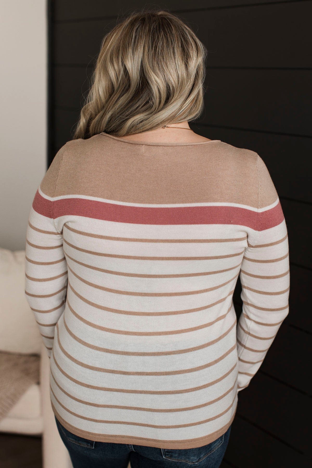 Can't Stay Away Striped Sweater- Taupe & Rose – The Pulse Boutique