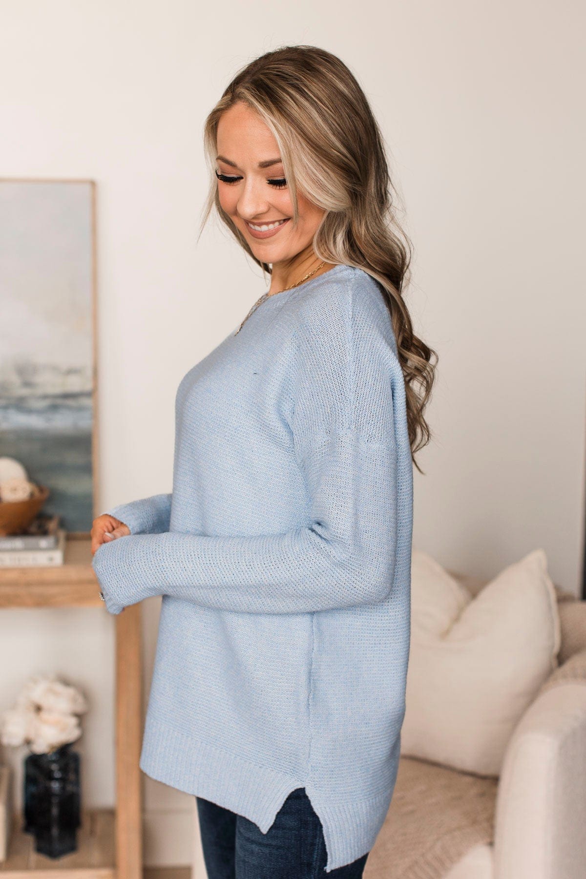 Reaching Out To You Knit Sweater Baby Blue The Pulse Boutique