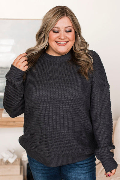 Captivating In Color Knit Sweater- Charcoal – The Pulse Boutique