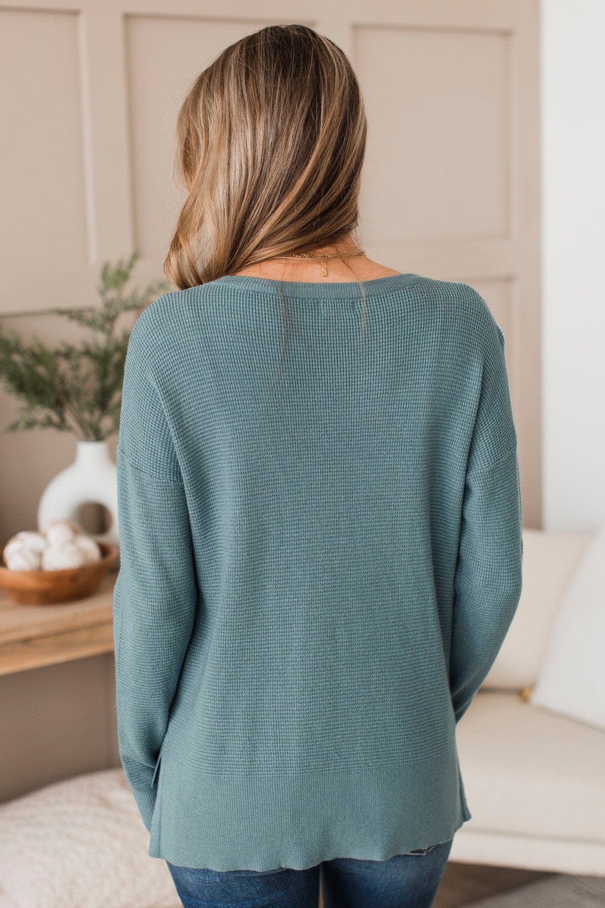 Wrap Knit Sweater - Dustyblue