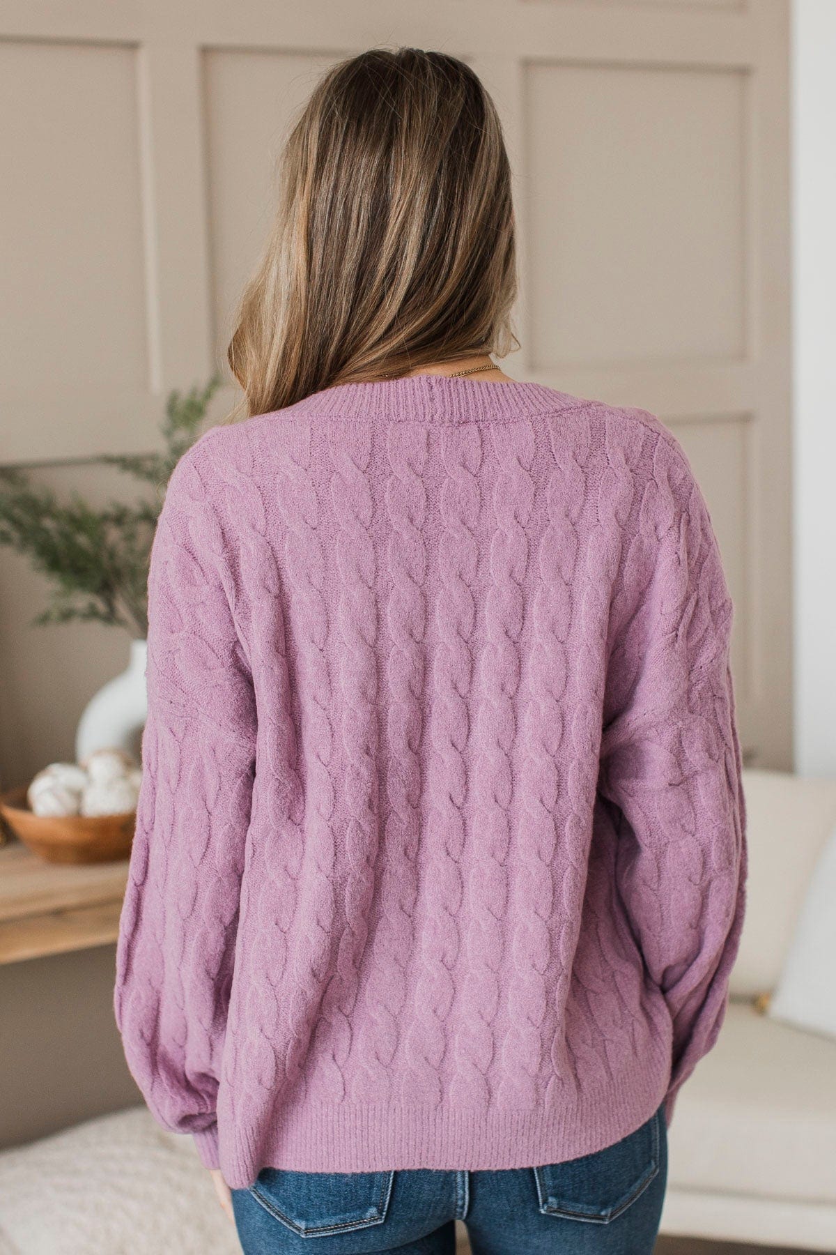 Beyond Cozy Knit Button Cardigan- Lavender