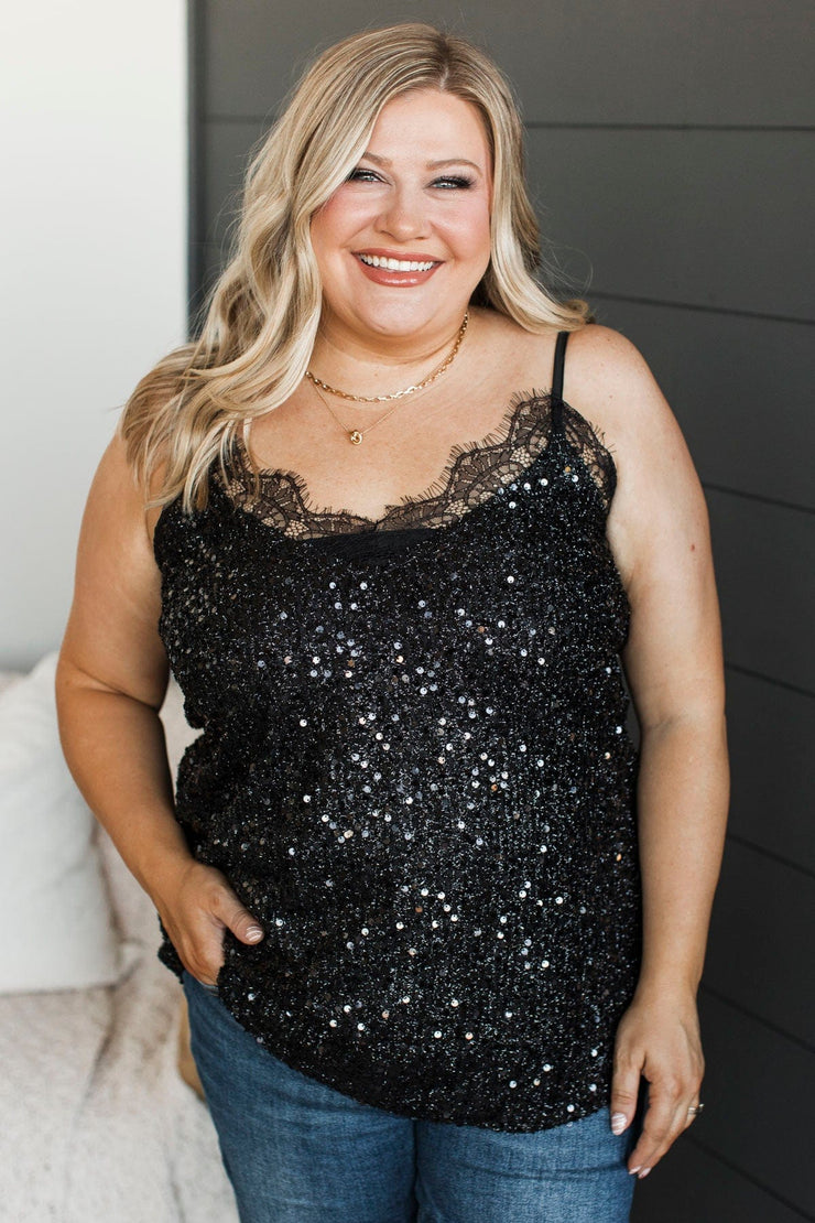 Sequin Georgette Tank Top
