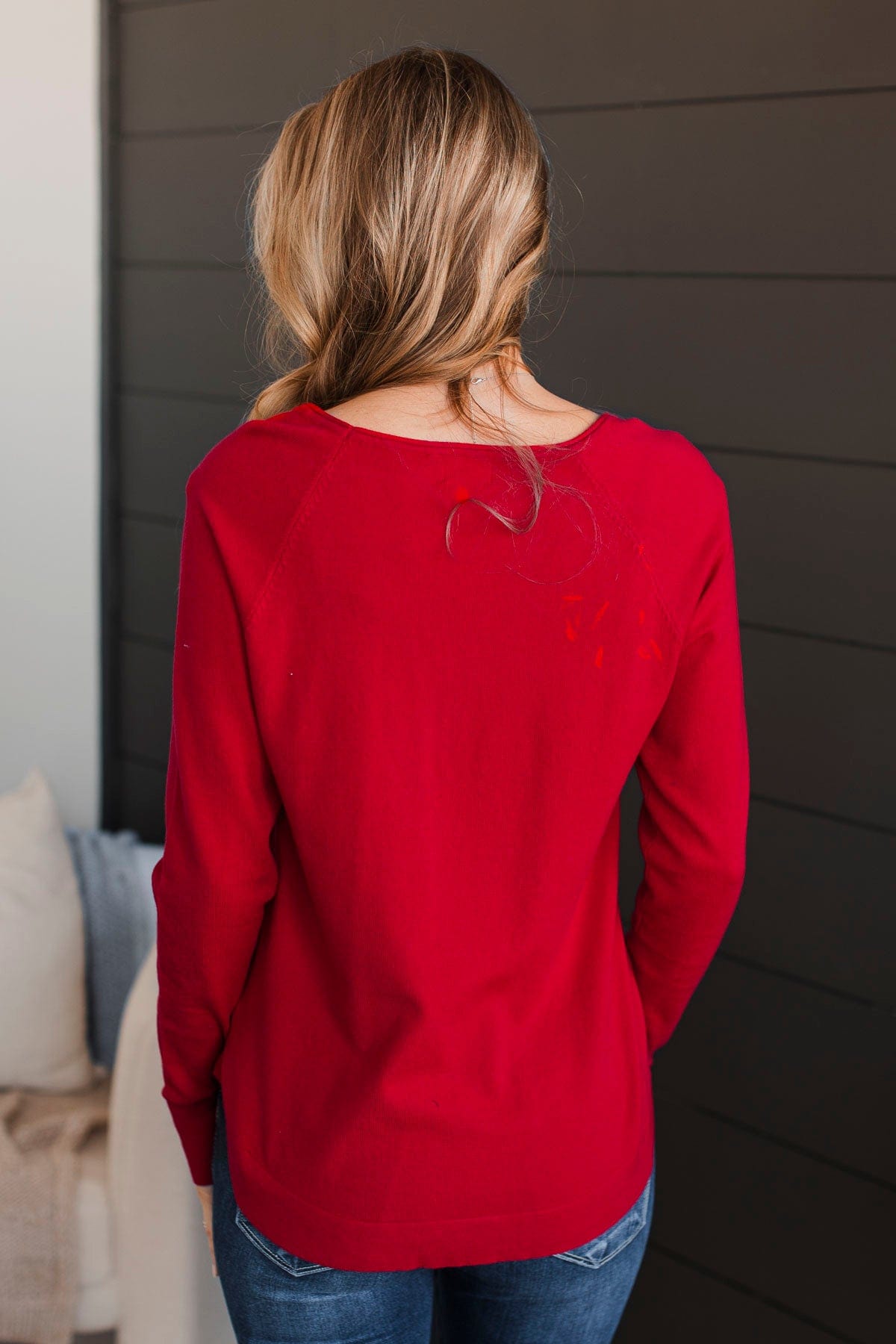 Butter Me Up Knit Sweater- Red
