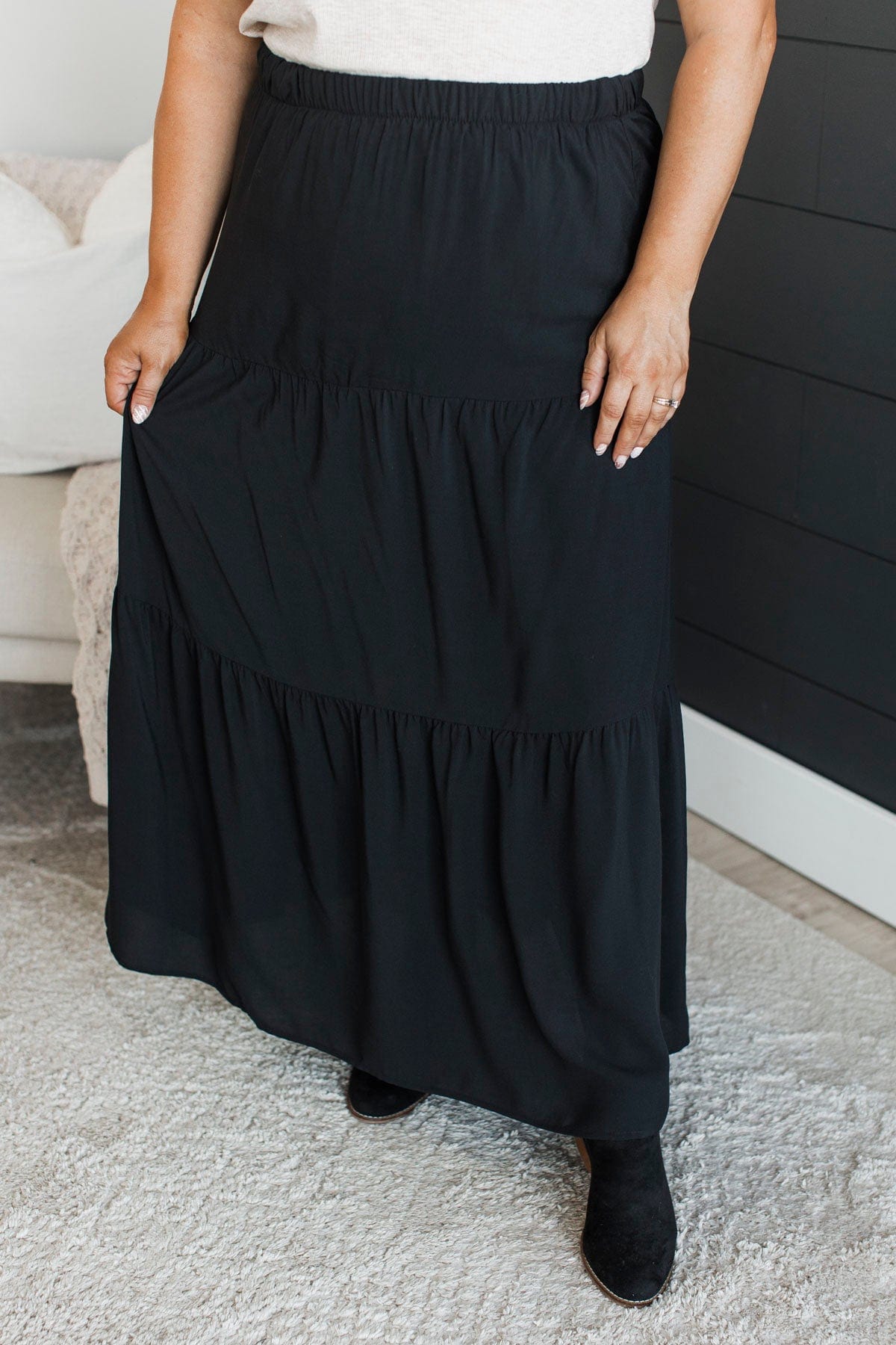 Cherish Me Always Maxi Skirt- Black
