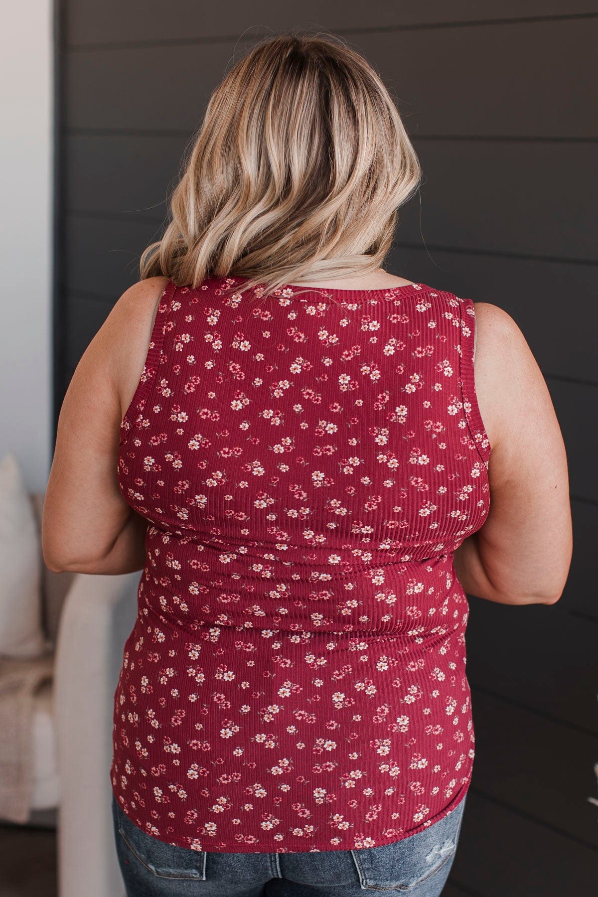 Passionate About You Floral Tank Top- Burgundy