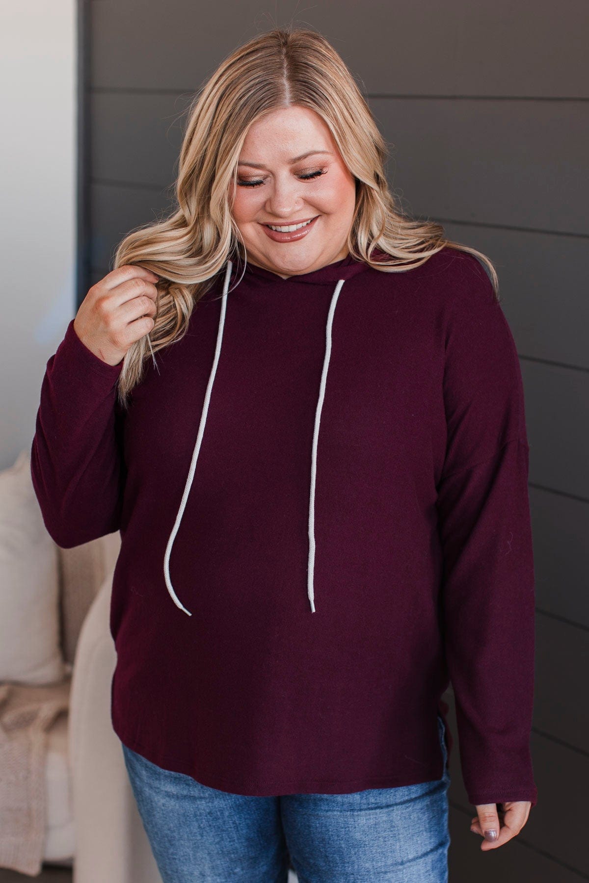 Plus size burgundy hoodie deals