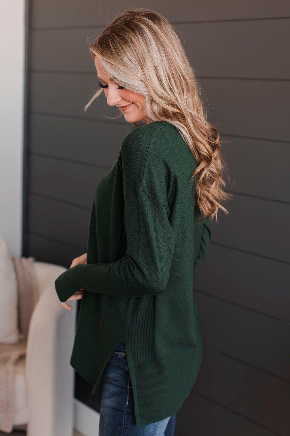 Ready For Anything Knit Sweater- Forest Green