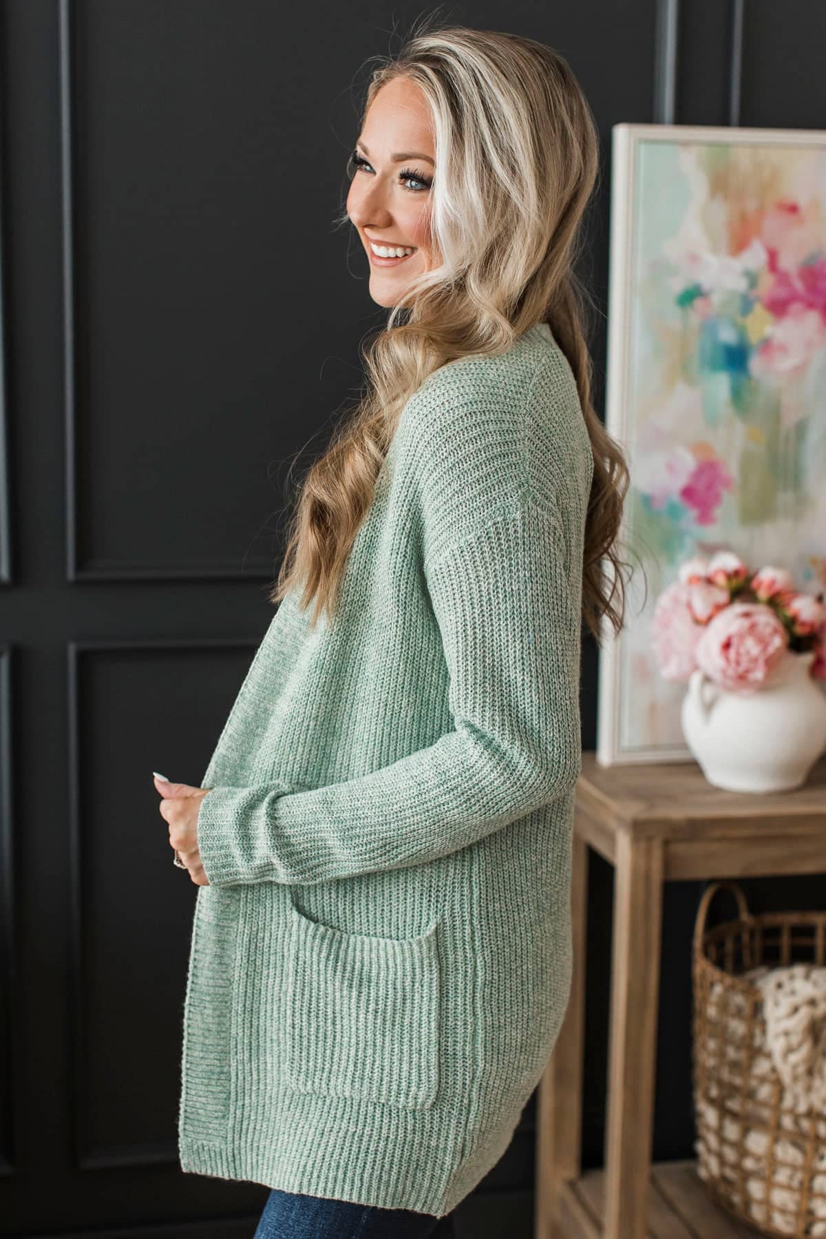 Knitted Cardigan Mint Blue Cardigan Take Me Places Knit Cardigan- Mint
