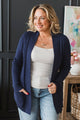 When We Met Waffle Knit Cardigan- Navy