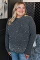 Feeling Inspired Pearl Knit Sweater- Charcoal