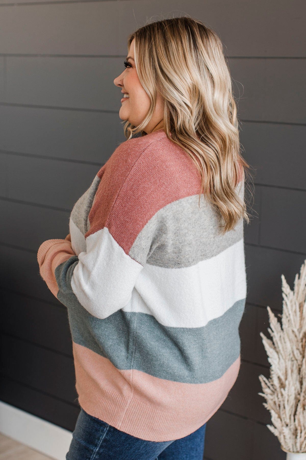 Color My World Knit Sweater- Grey & Mauve
