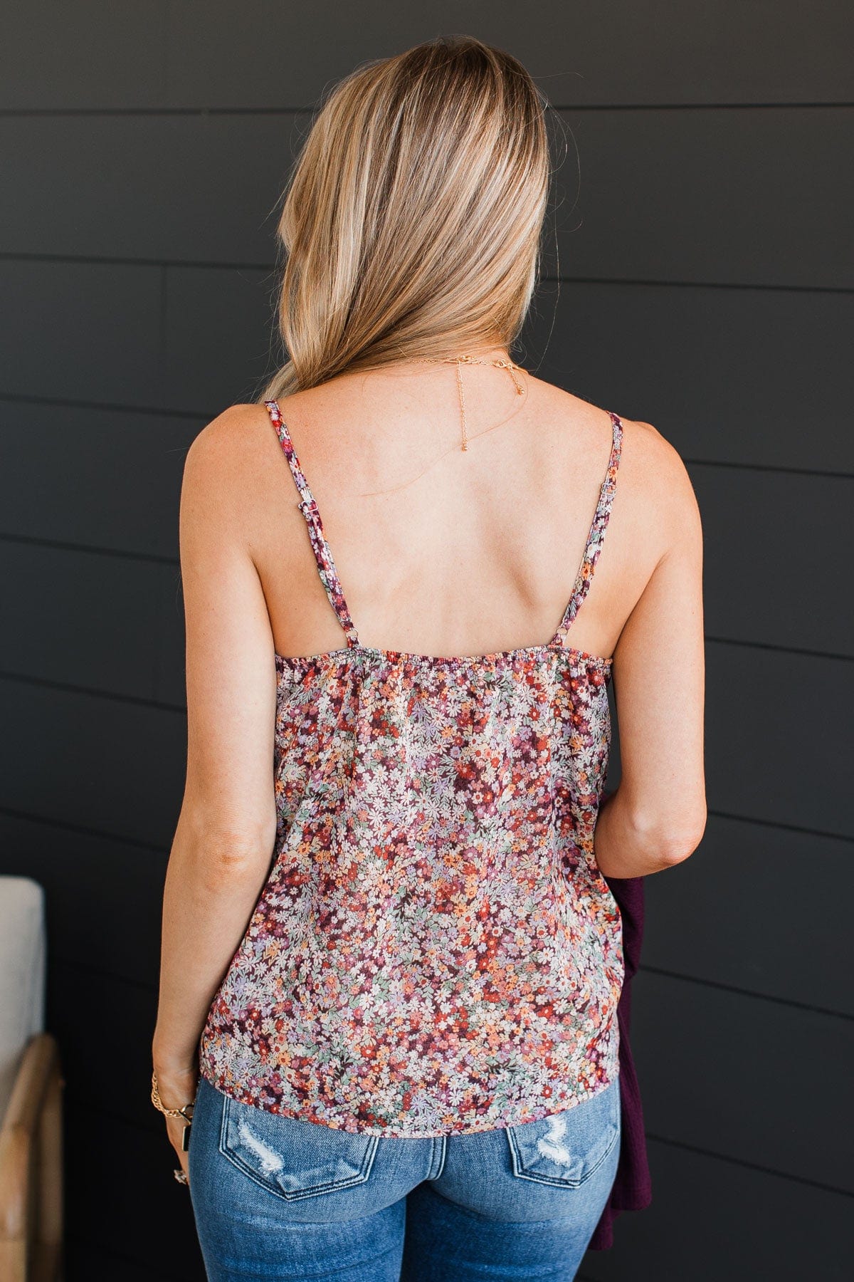 All I Could Want Floral Tank Top- Plum