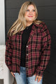 Promises To You Plaid Button Top- Wine