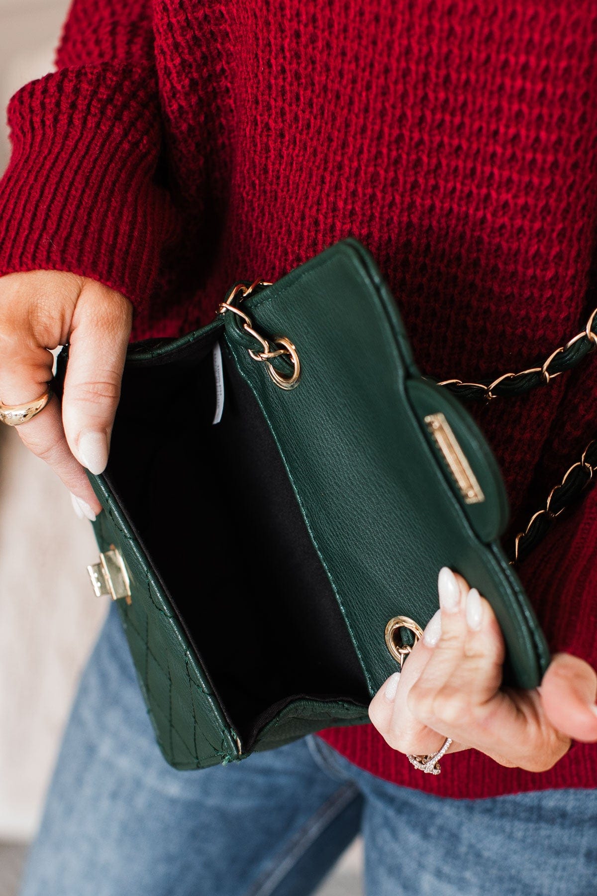 Stylish Forest Green Leather Tote Bag