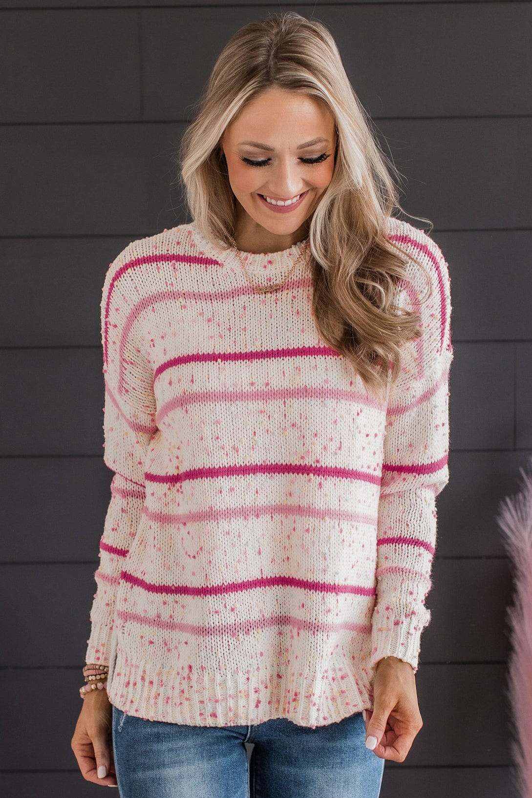 Dotted Confetti Knit V-Neck Sweater