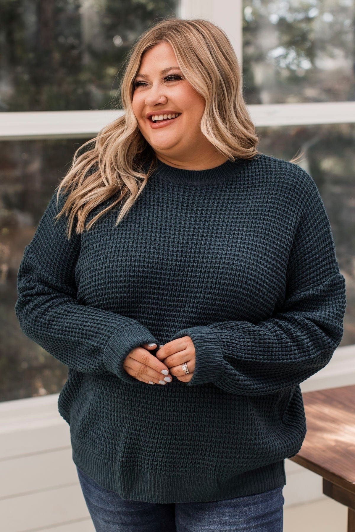 Captivating In Color Knit Sweater Dark Teal