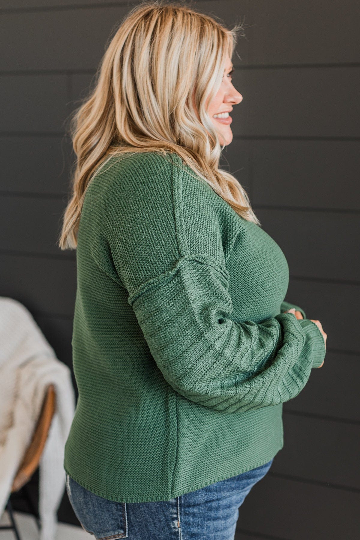 Choose To Thrive Knit Sweater- Emerald Green