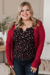 Found Myself Open Front Knit Cardigan- Red