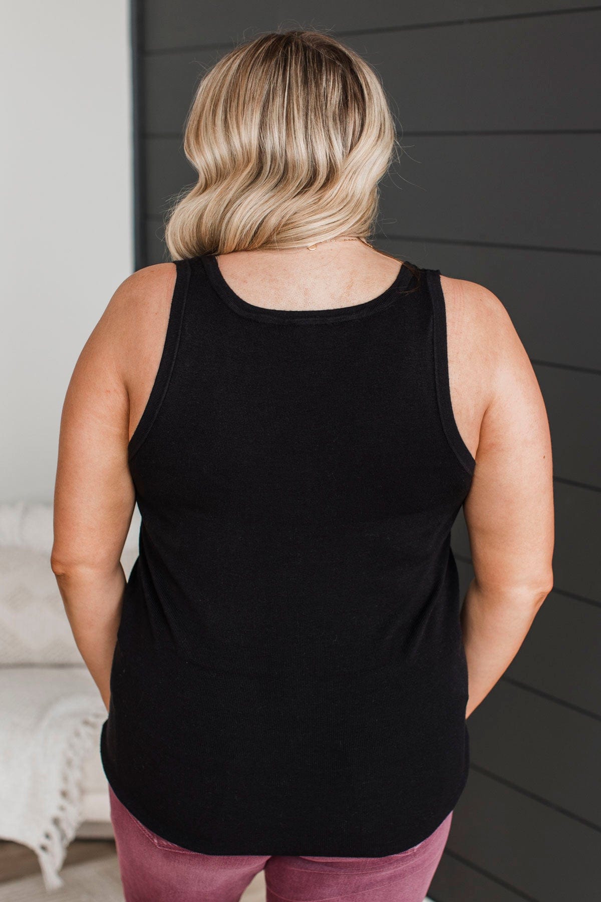 Undeniably Perfect Ribbed Tank Top- Black