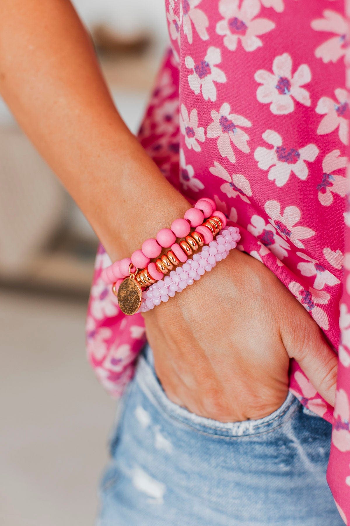 Elevated Trends Bracelet Set- Pink