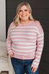 Meant To Mesmerize Striped Sweater- Pink