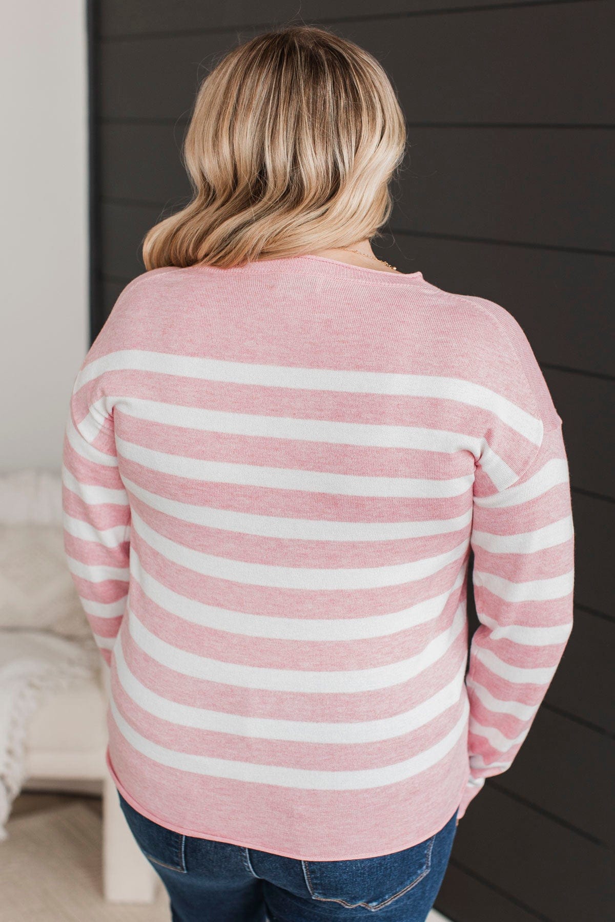 Meant To Mesmerize Striped Sweater- Pink