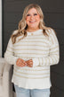 Luckily In Love Striped Sweater- Ivory & Sage