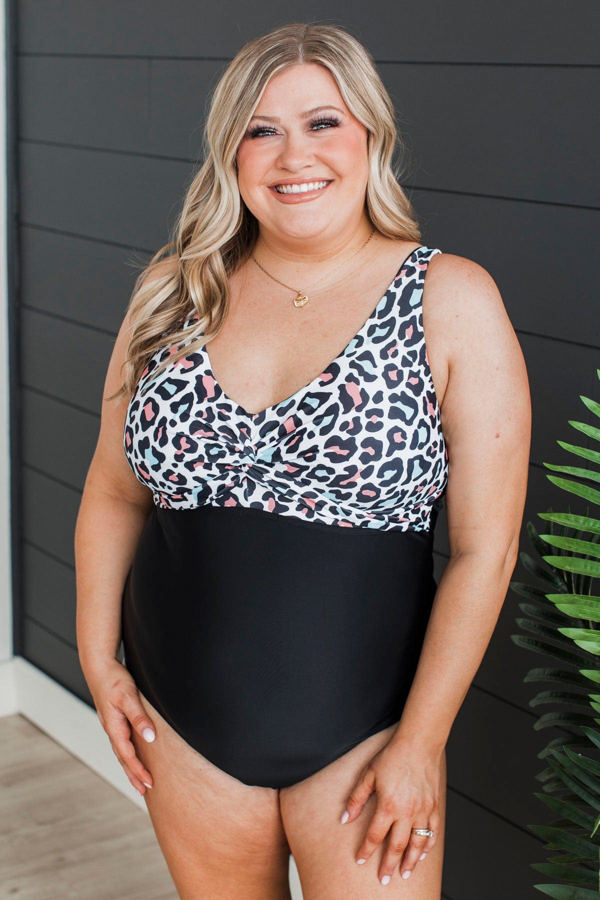 From The Shore One-Piece Swimsuit- Black & Multi-Color Leopard