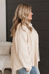 See The City Button Up Shirt Jacket- Light Beige