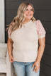 Flirty In Floral Puff Sleeve Top- Nude & Rose