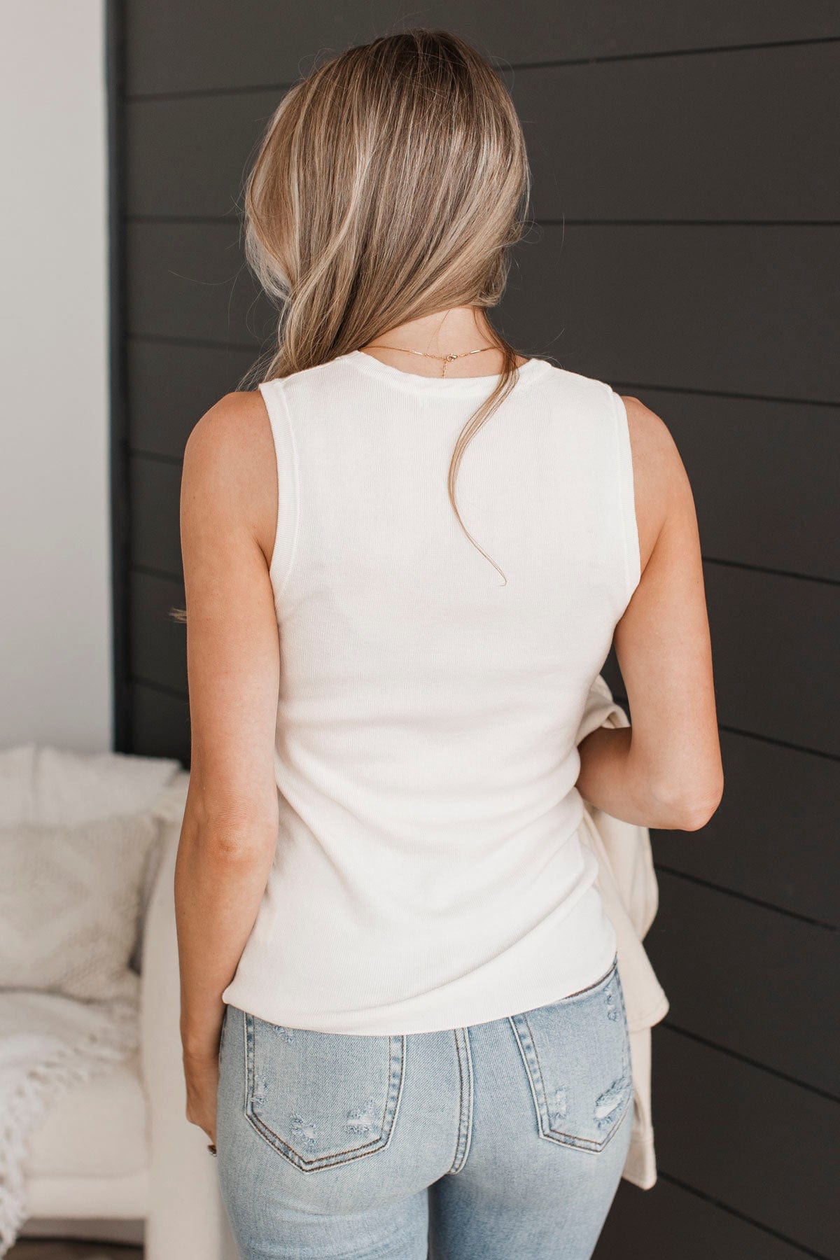 A Perfect Day Ribbed Knit Tank Top- Ivory
