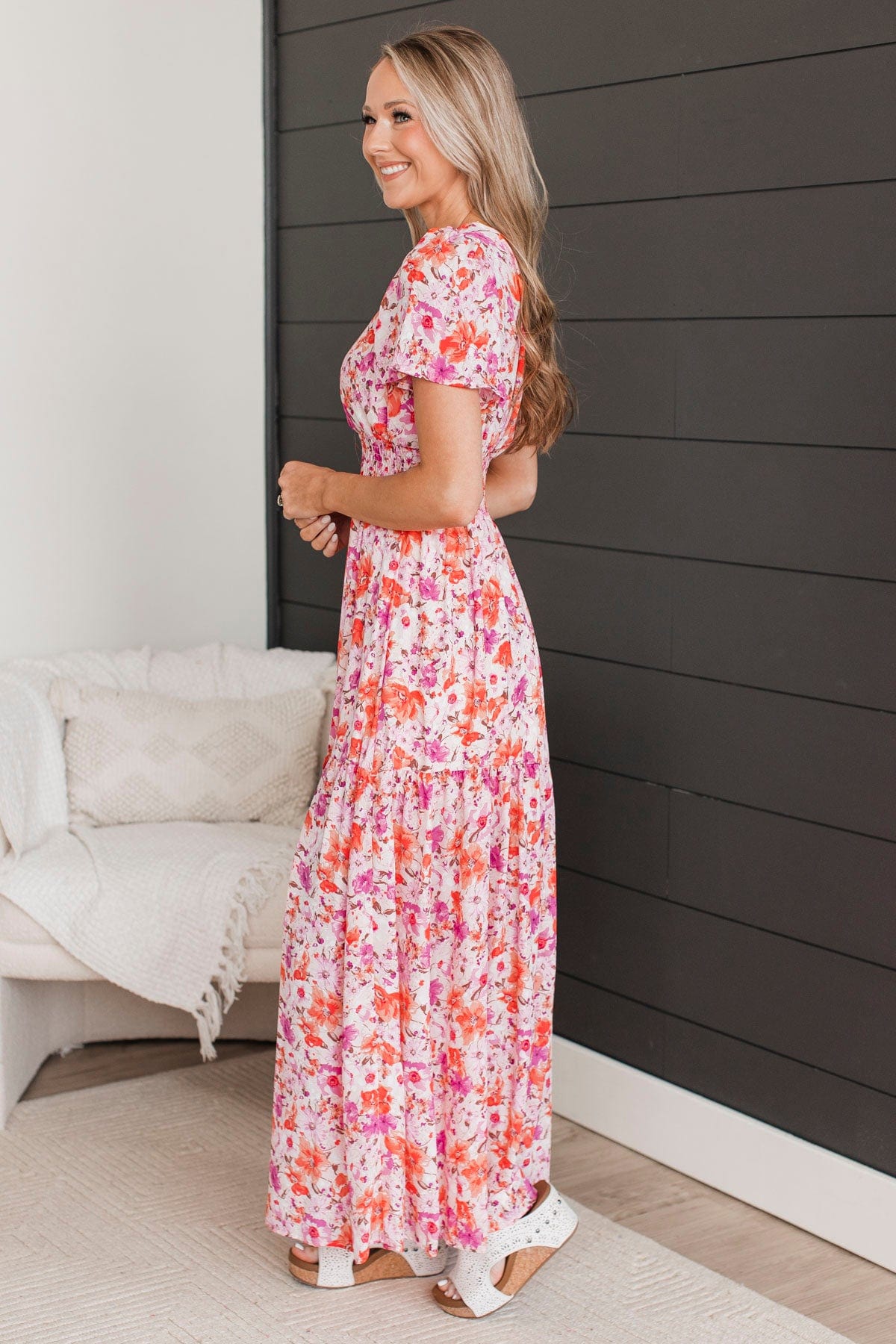 Make It A Moment Floral Maxi Dress- Pink & Coral