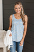 Look So Lovely Floral Tank Top- Light Blue