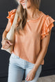 Desirable Outcome Ruffle Sleeve Top- Light Orange