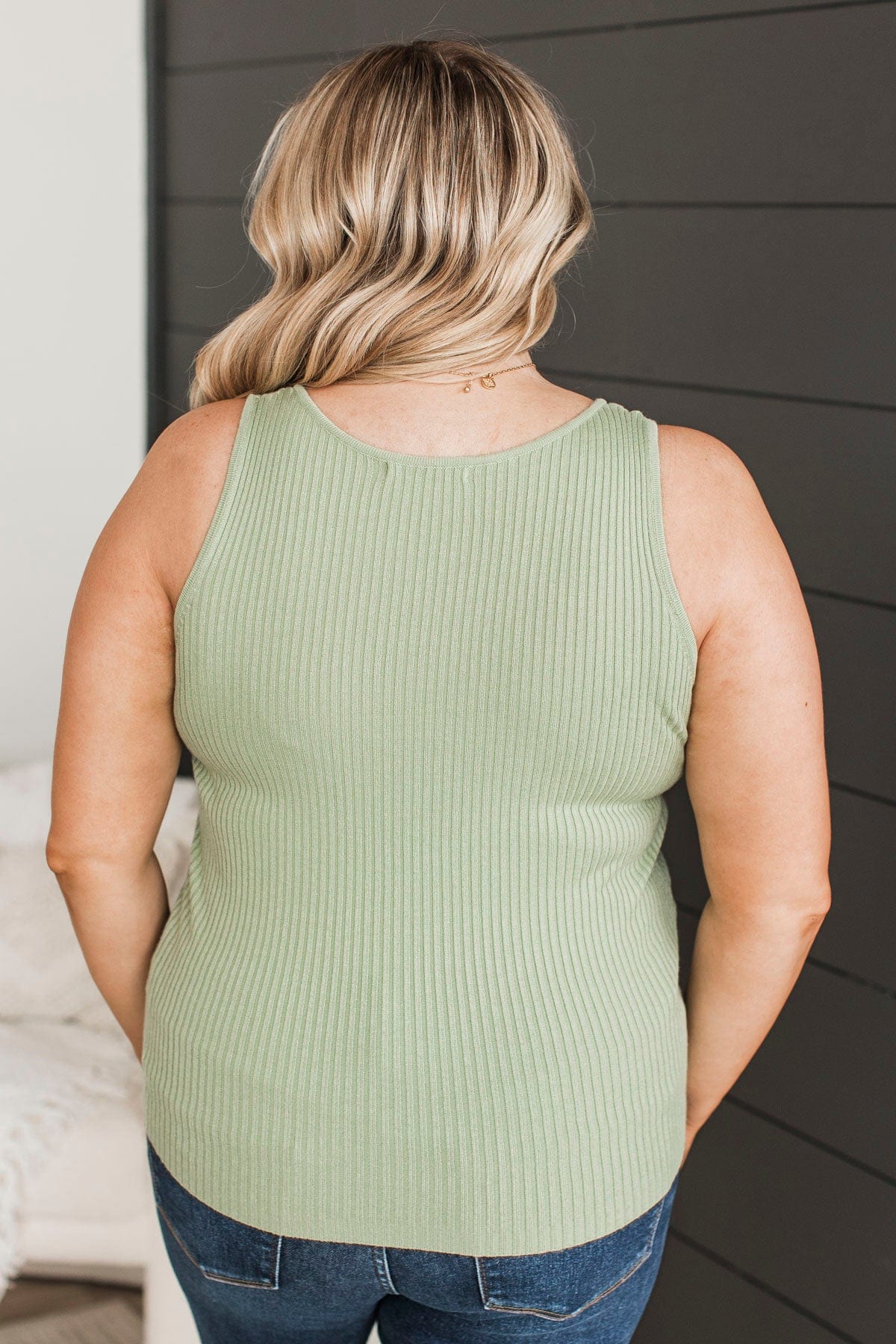 Feeling The Moment Knit Tank Top- Sage