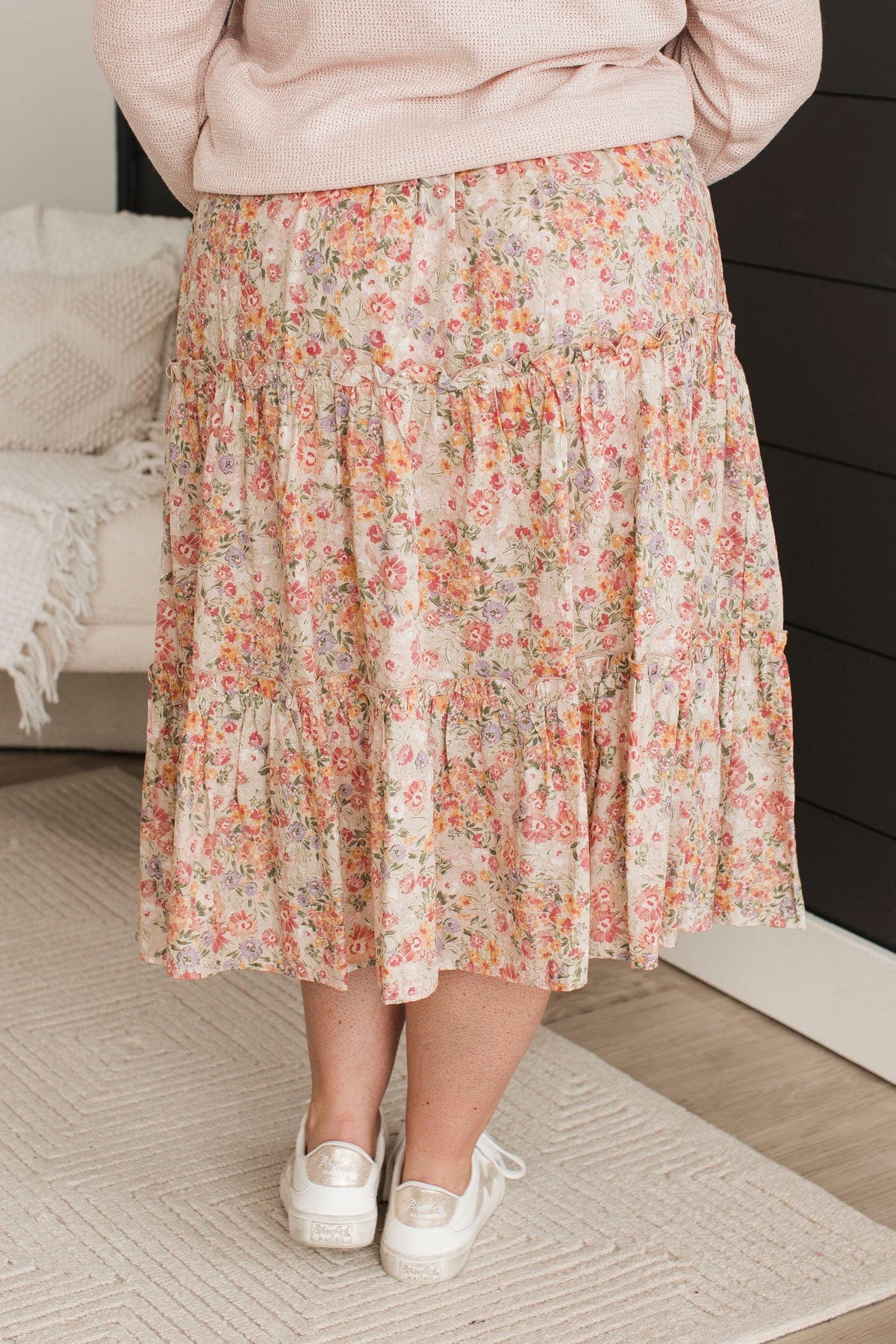Like A Wildflower Floral Skirt- Natural