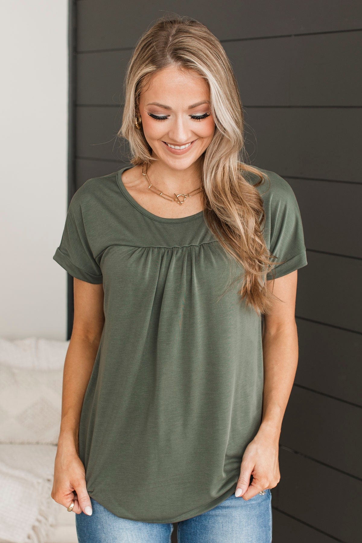 Certainly Sweet Knit Top- Olive