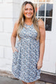 Loving This Feeling Floral Dress- Ivory & Blue