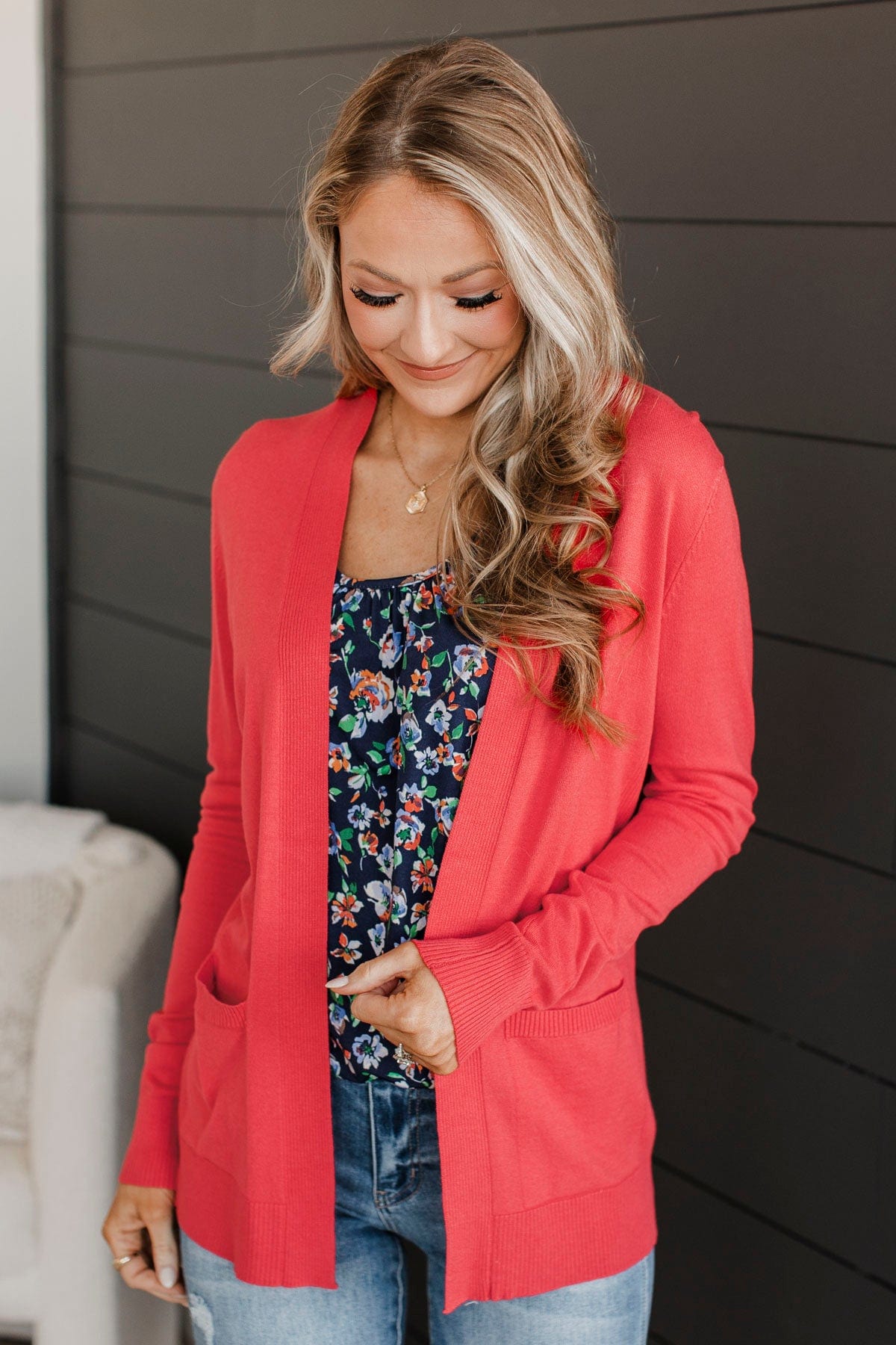 Coral boyfriend cardigan shop