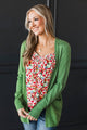 Positive Outlook Open Front Cardigan- Green