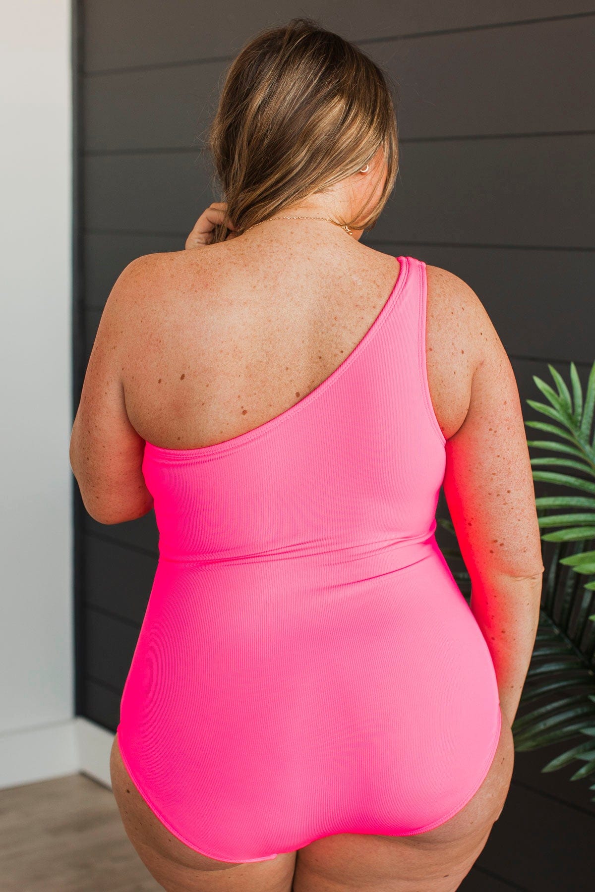 Beach Bound Ribbed One-Piece Swimsuit- Neon Pink
