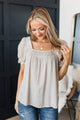 Complete Euphoria Puff Sleeve Top- Oatmeal