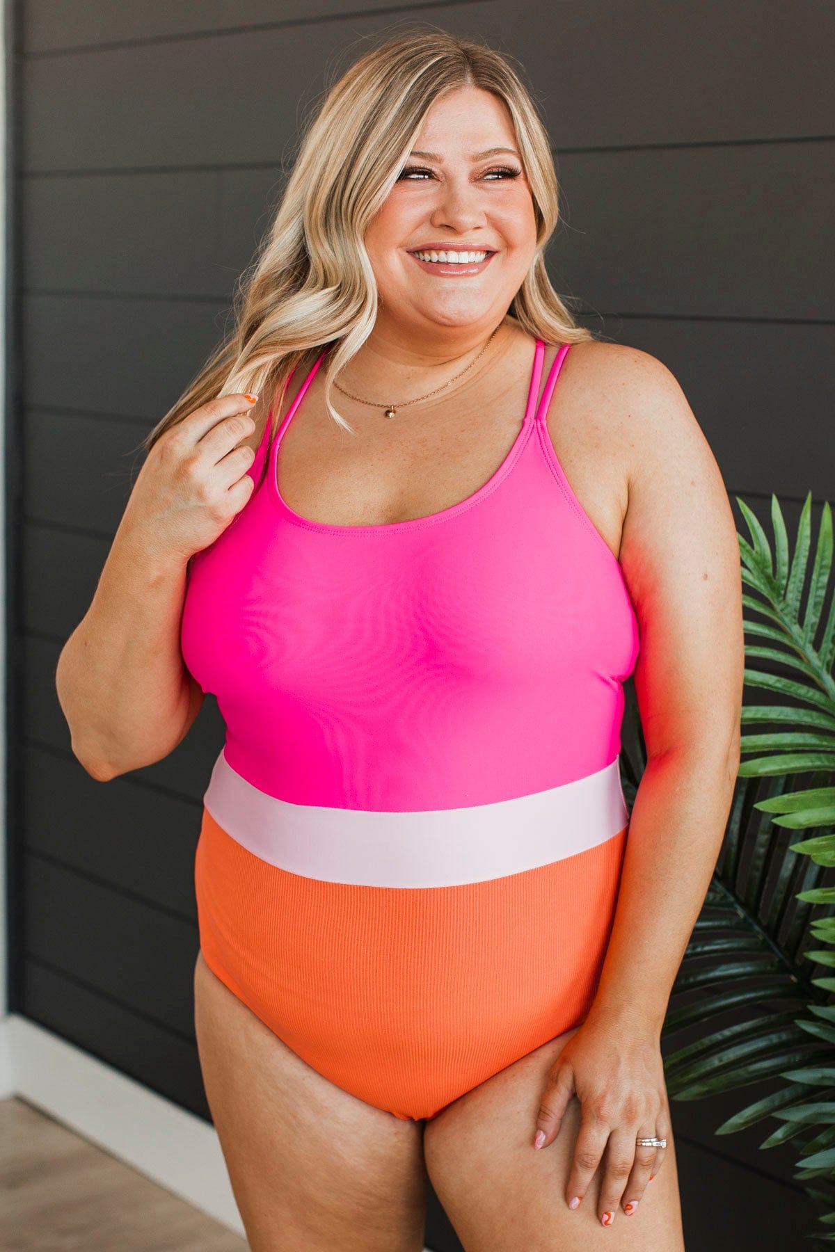 Ocean Outings One-Piece Swimsuit- Hot Pink & Orange