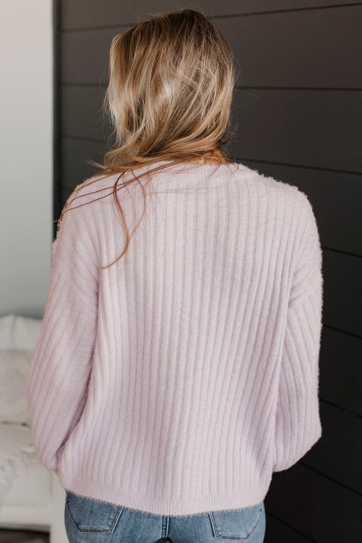 Like No Other Fuzzy Knit Sweater- Light Lavender