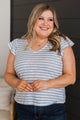 Seeking More Striped Top- Ivory & Chambray