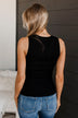 Cool Ambition Ribbed Tank Top- Black