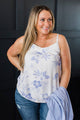 True Mood Floral Tank Top- Ivory & Light Indigo