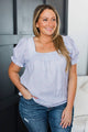 Complete Euphoria Puff Sleeve Top- Light Blue