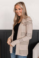 Keep In Mind Stitch Stripe Cardigan- Beige